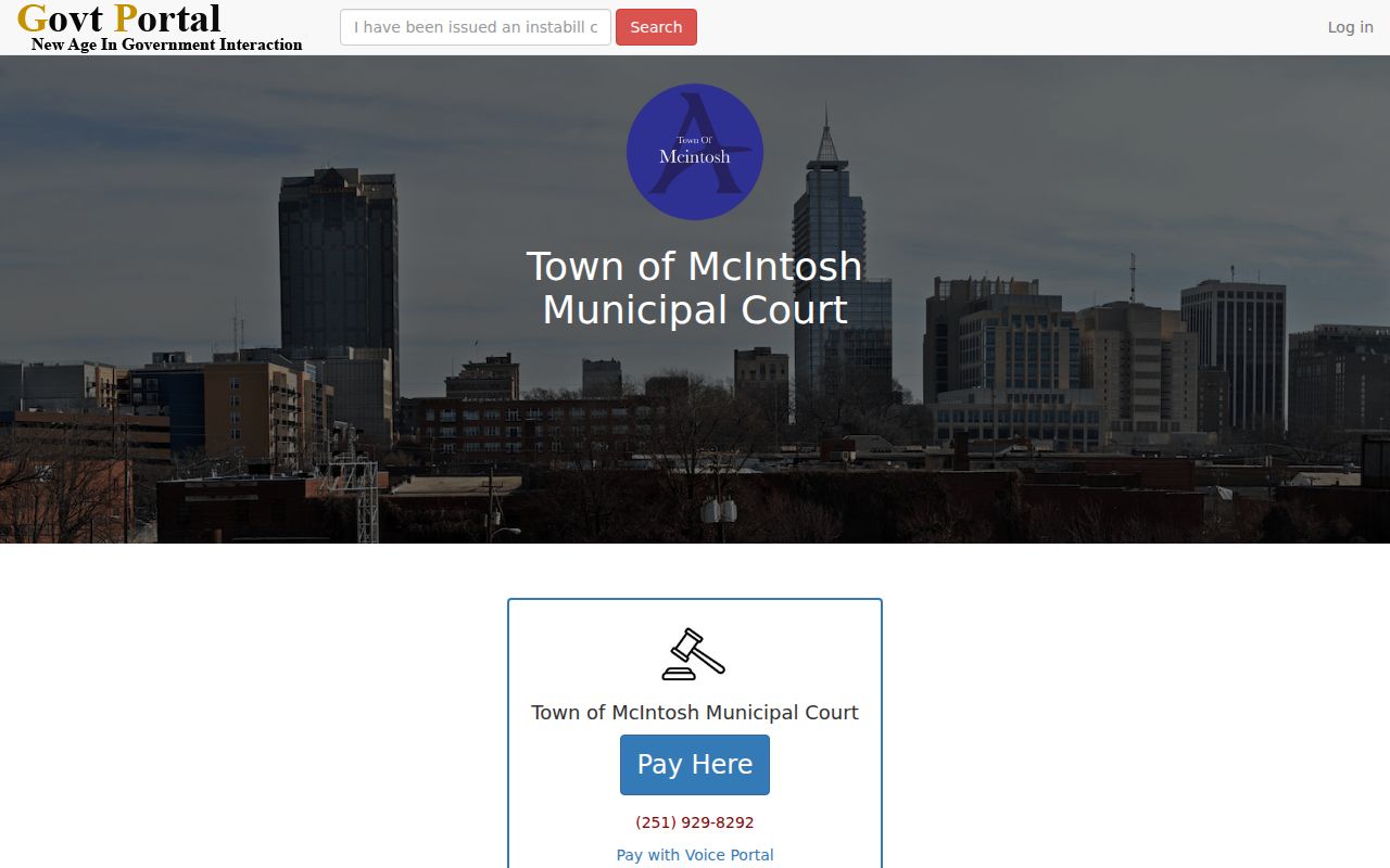 McIntosh municipal court payment and voice portal