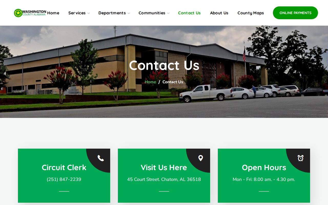 Washington County official contact cards for the sheriff and Circuit Clerk
